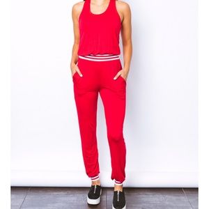 Red Sleeveless Jumpsuit